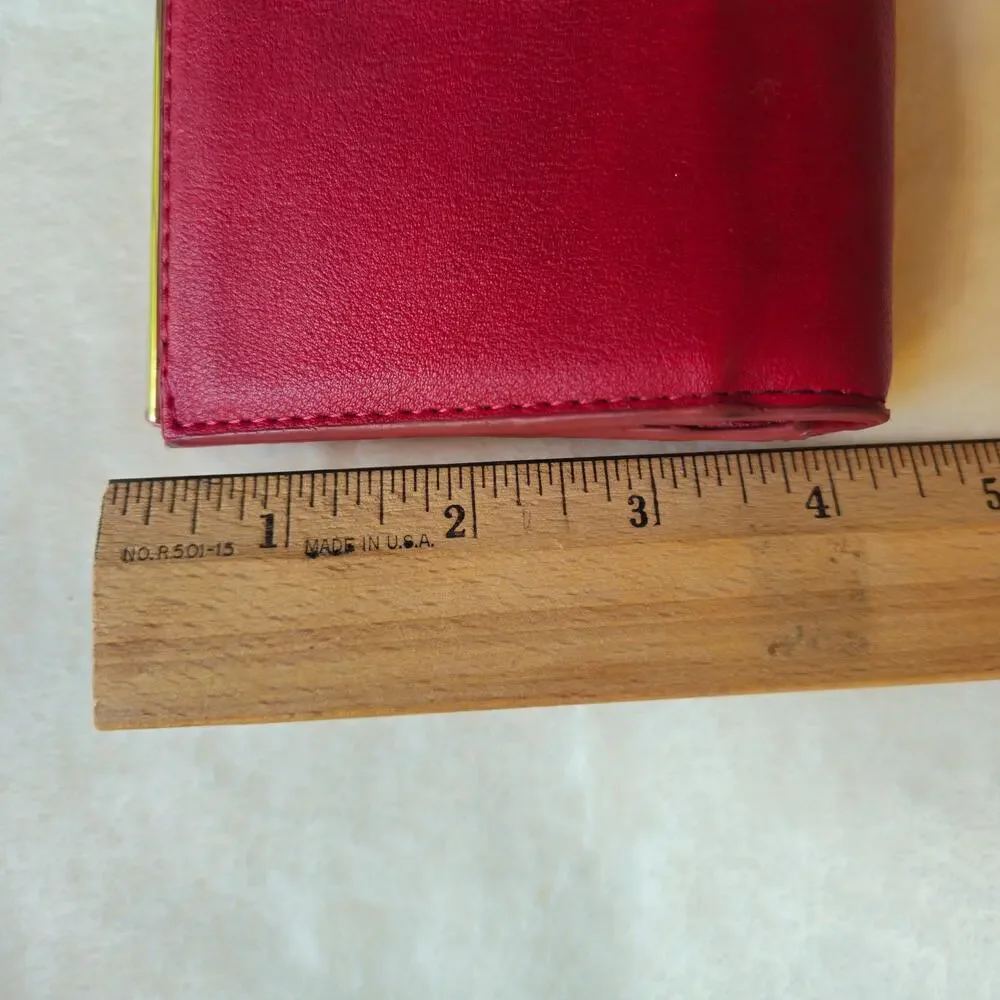 Kate & Alex Red Wallet Clutch Gold Tone Hardware Zip Coin Pocket